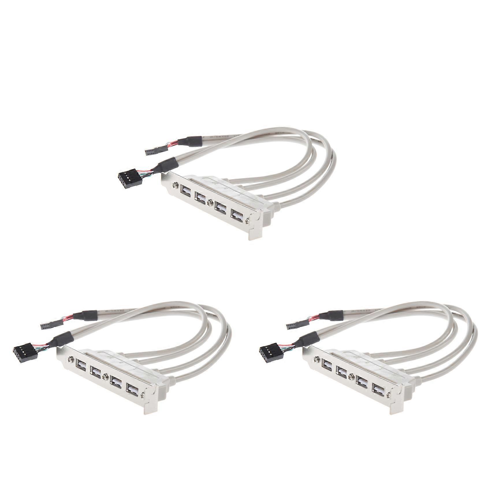3X MainBoard 4 Port USB 2.0 to 9 Pin Header Bracket Extension Cable