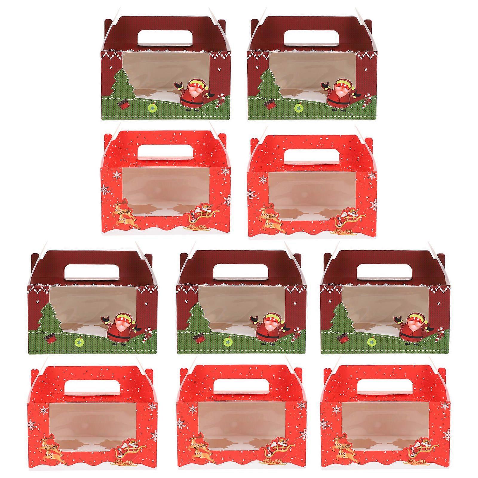 Christmas Cupcake Boxes Dessert Boxes for Storage Use 10Pcs White Card Material