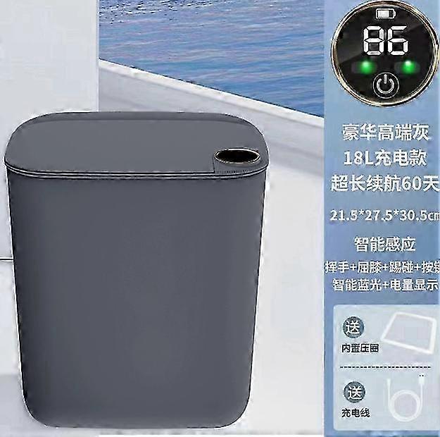 Grey automatic sensing garbage bin, used for kitchen, office, and bathroom 26s
