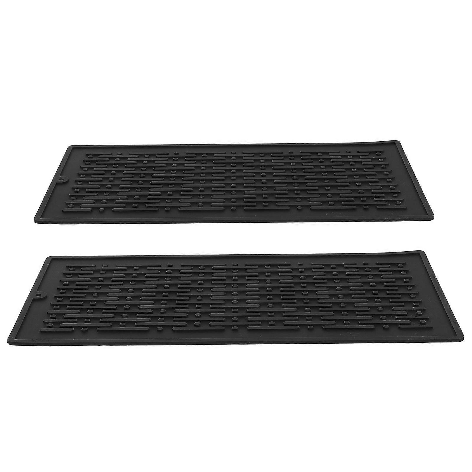 Dish Drying Mats For Kitchen 2Pcs Rectangular Home Use Black Anti-slip Functional Kitchen Accessories