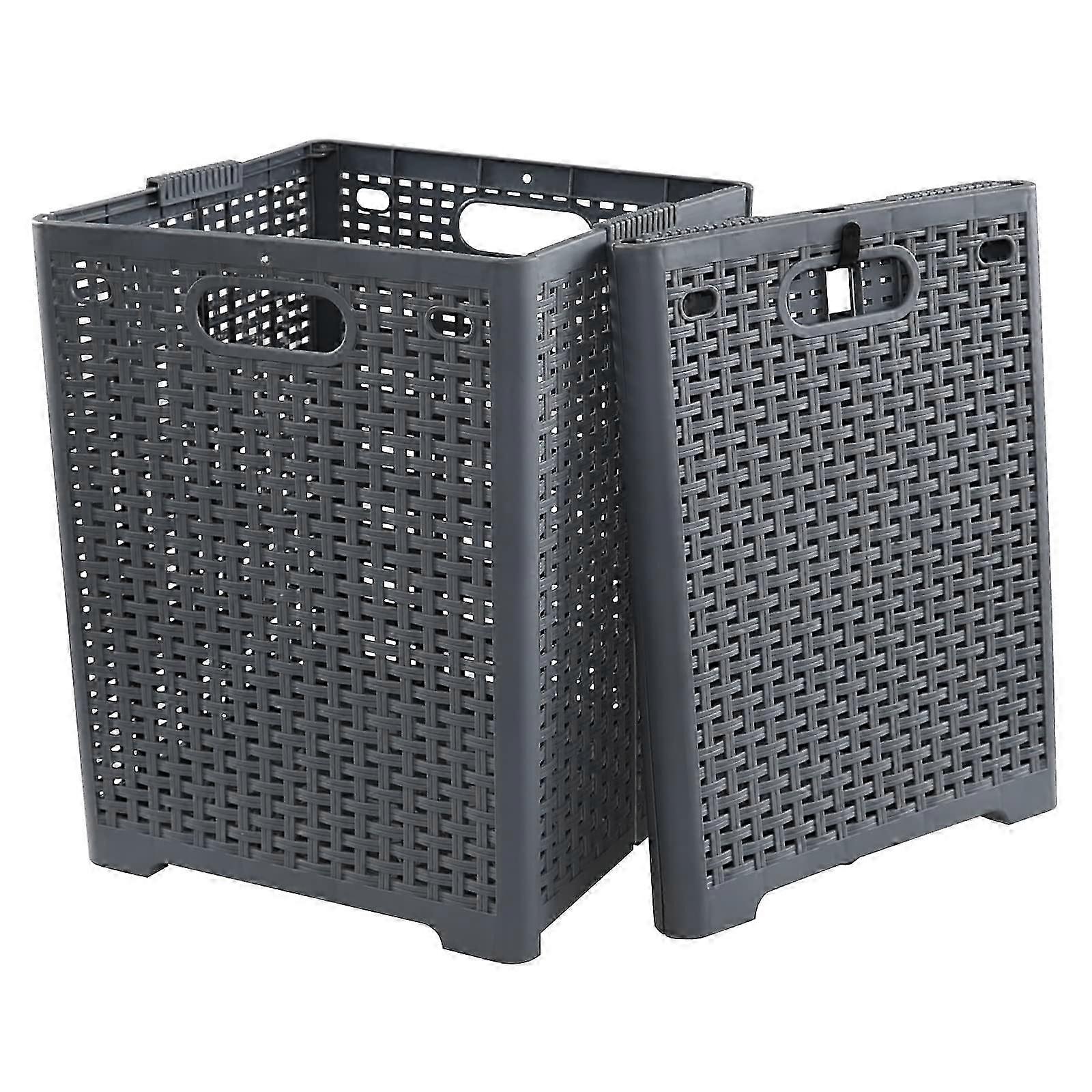 2026 40L Plastic Laundry Baskets, Collapsible Laundry Hampers, 2 Pack