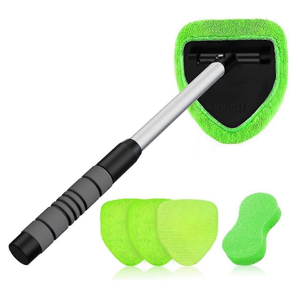 Windshield Cleaner Tool - Large Head Car Interior&Exterior Window Cleaning Kit with Extendable Handl
