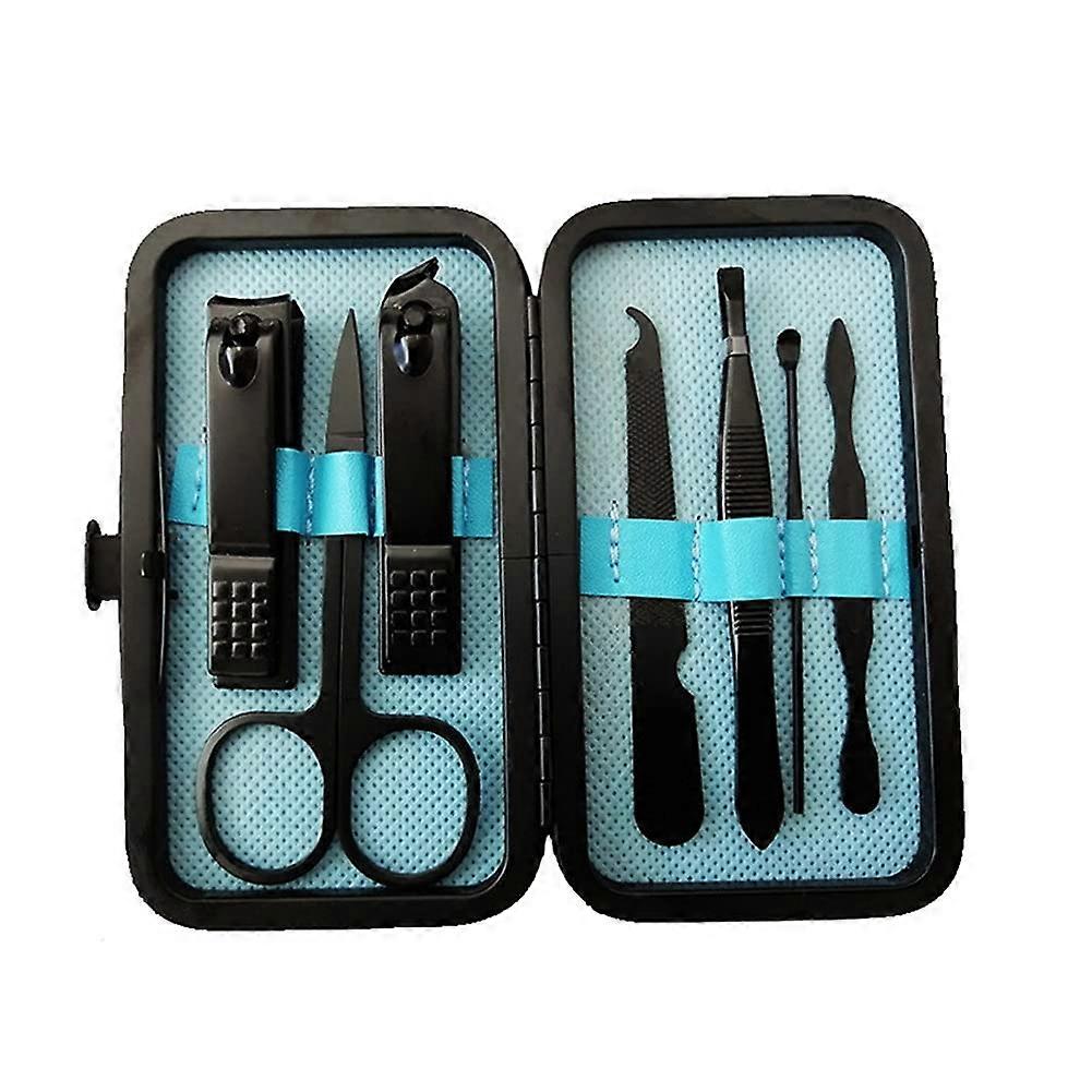 Nail Clippers Set 7pcs with Compact Storage Box, Professional Manicure Pedicure Kit, Blue