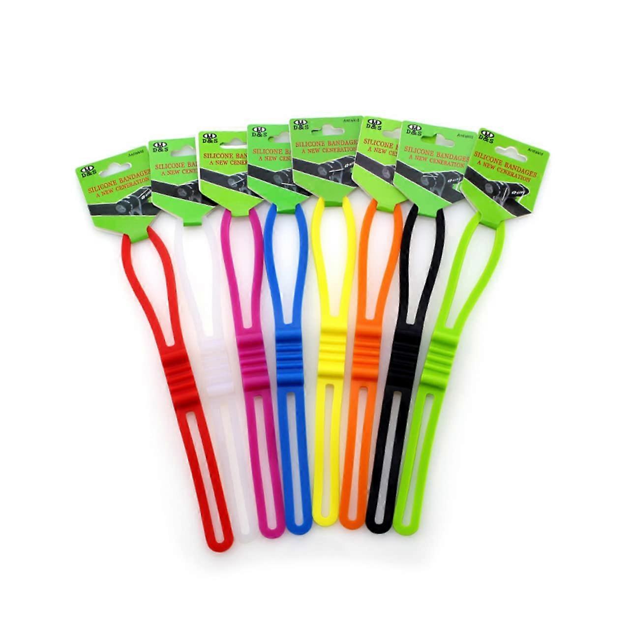 10Pack Bike Silicone Strap Set Secure Elastic Mount for Flashlights and Accessories Mixed Colors