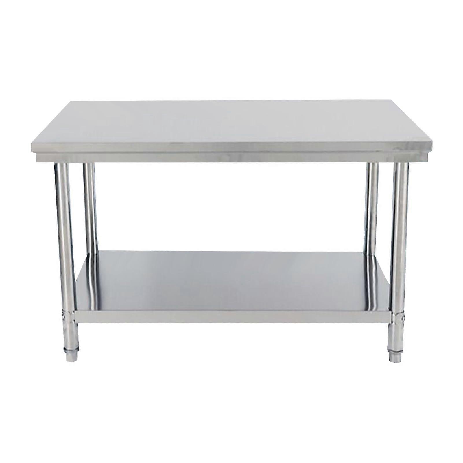Stainless Steel Work Table with Adjustable Legs and Lockable Wheels for Commercial Kitchen Prep