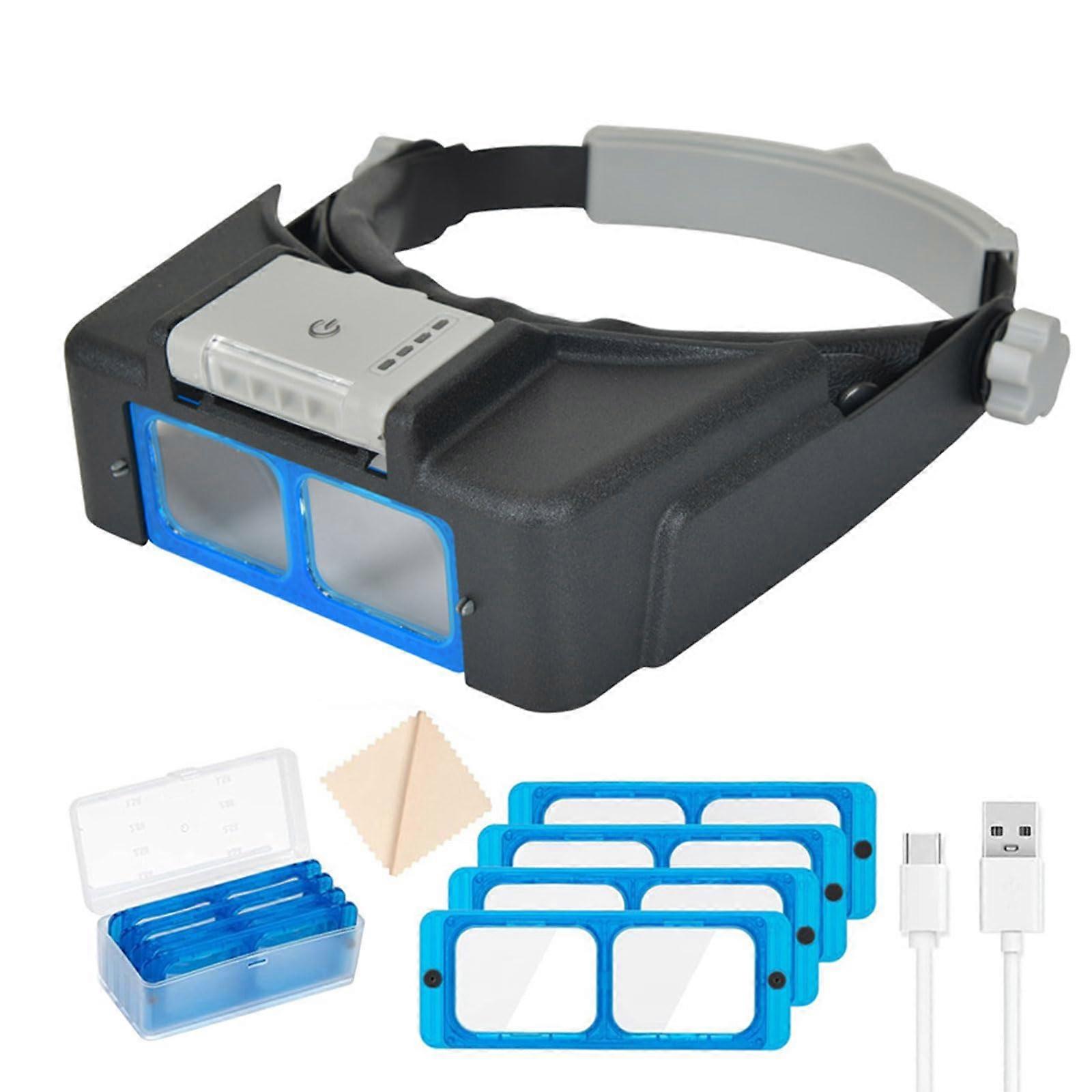 LED Head Magnifier with Rechargeable Light, Adjustable Headband for Watch  and Crafting