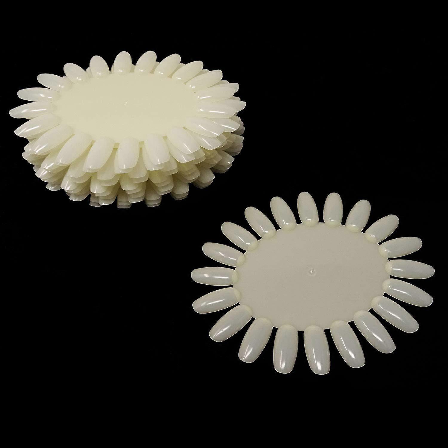 12PCS Beige 20 Tips False Nail Art Display Wheel with Uniform Practice Tips for Manicure Training