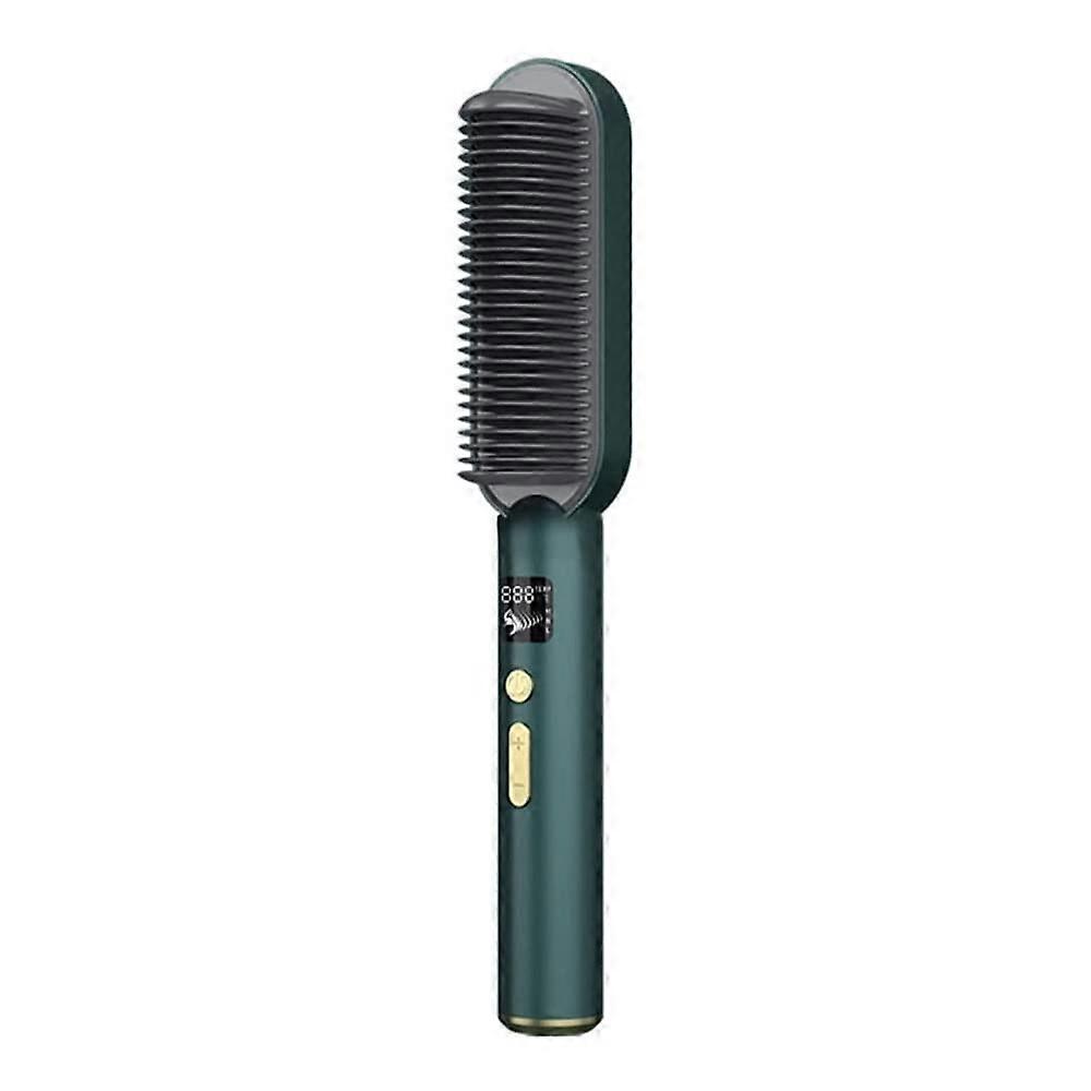 Hair Straightener Brush with Fast Ceramic Heating, Ionic AntiScald Design, LCD Control, Travel Size