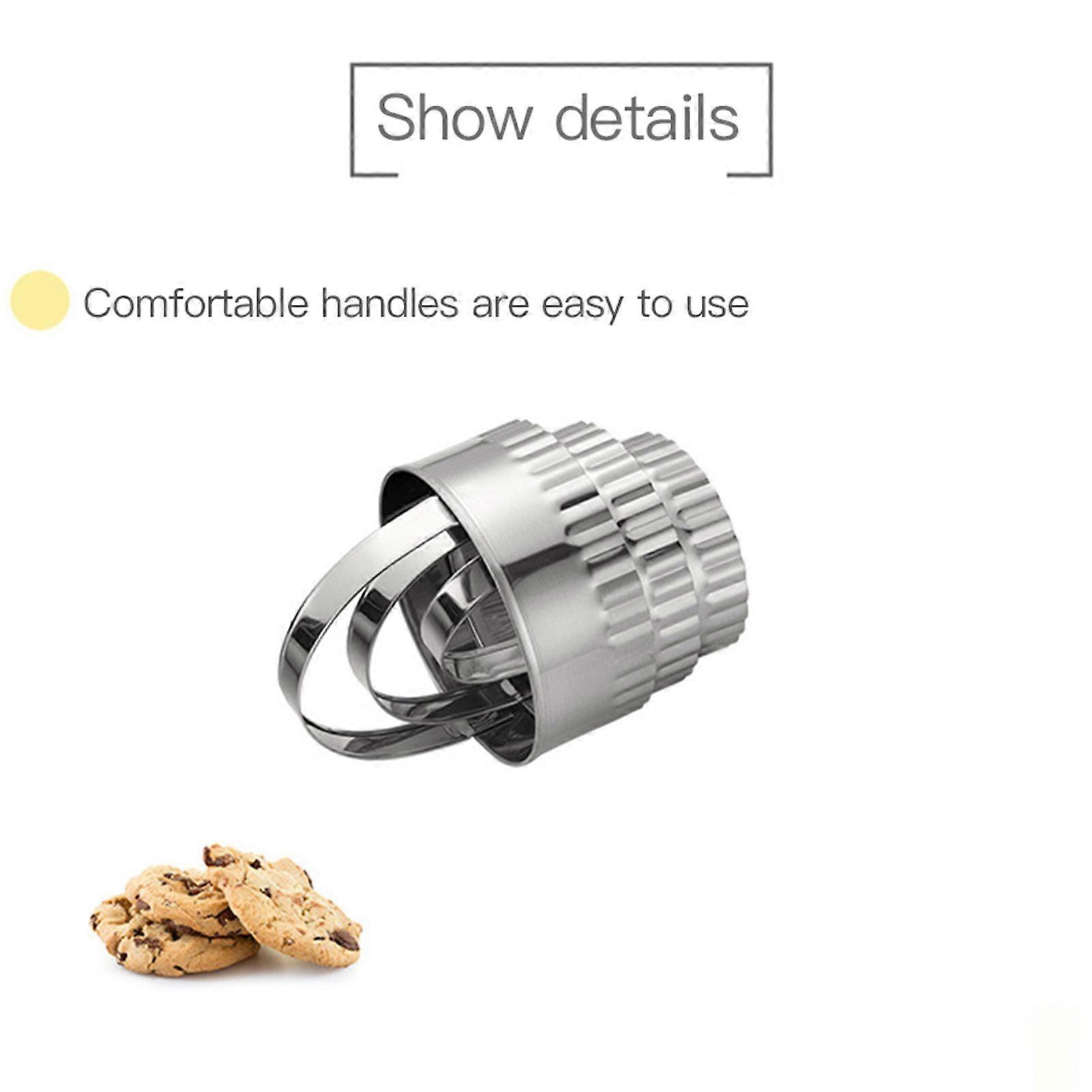 5Pcs Stainless Steel Cookie  Mold Round Wave Biscuit Cake Cutter Baking Tools