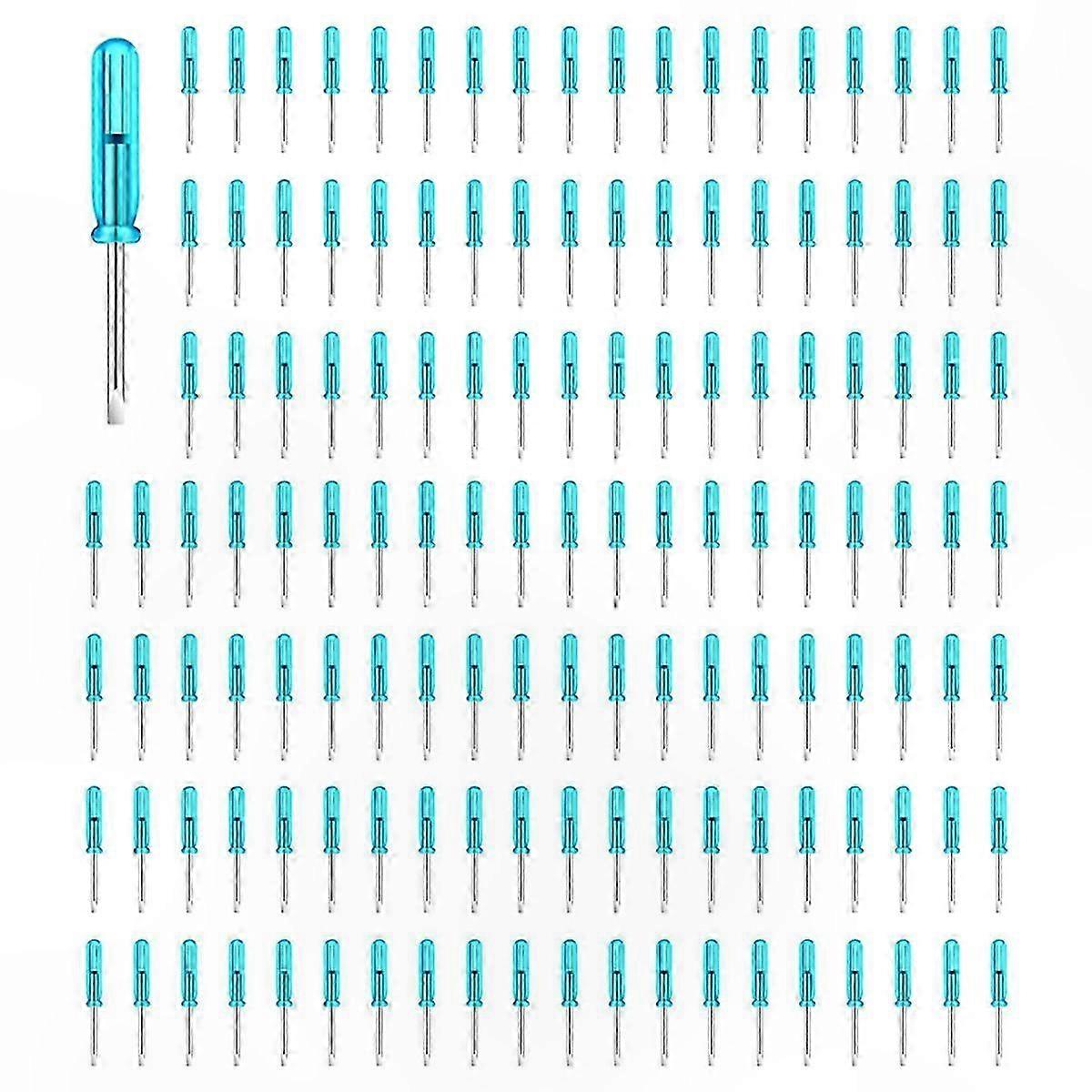 100 Pack Small Slotted Screwdriver Set, 2.0mm Flat Tip 45mm Long