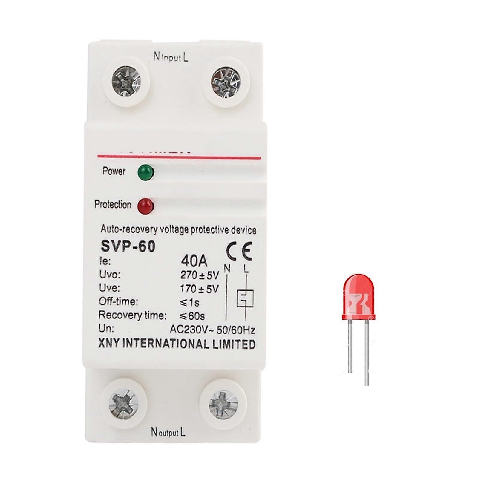 80A 230V DIN Rail Automatic Reset Over and Under Voltage Protection Relay for Home Circuits