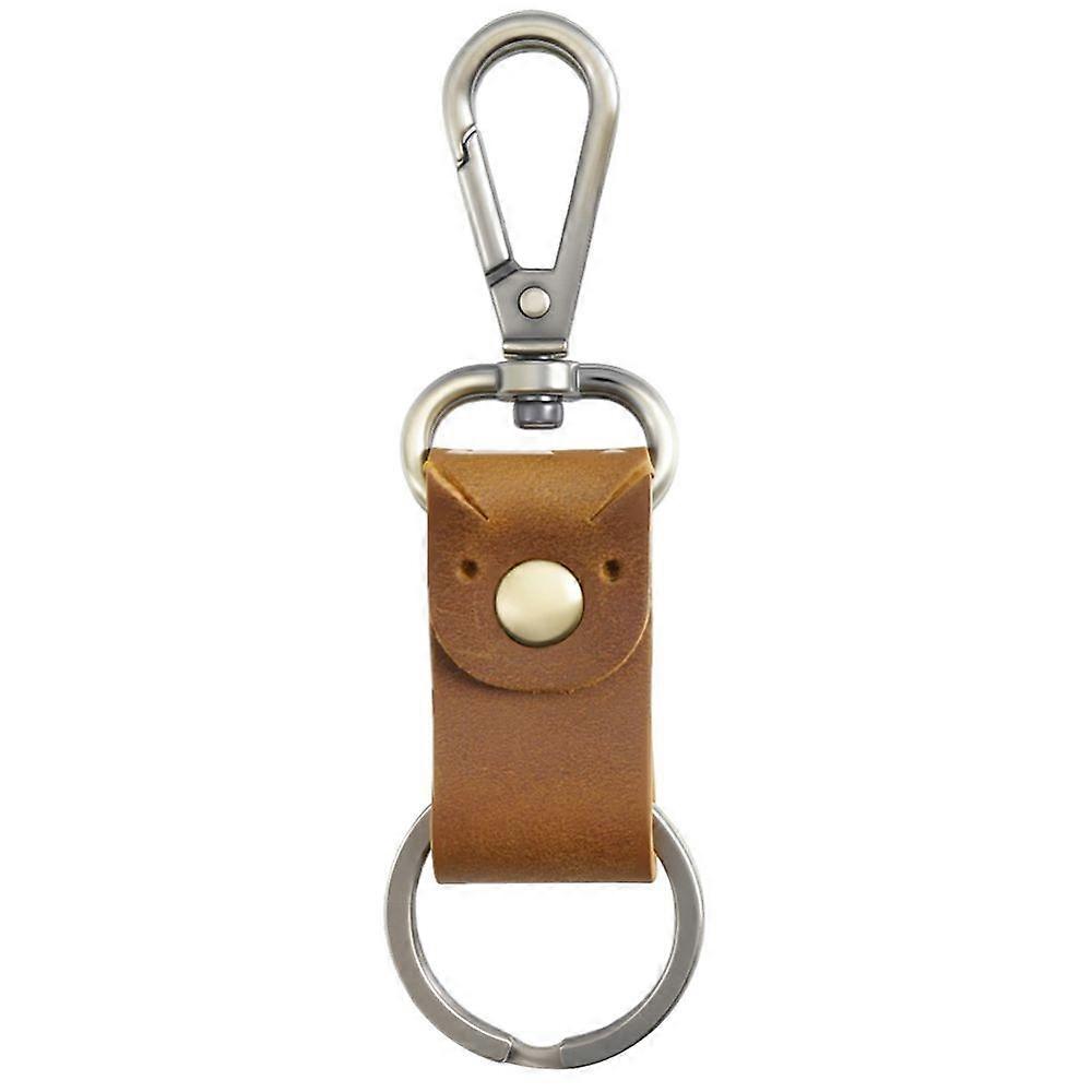 Cowhide Alloy Keychains with Swivel Clasps Sandy Brown 10.15cm