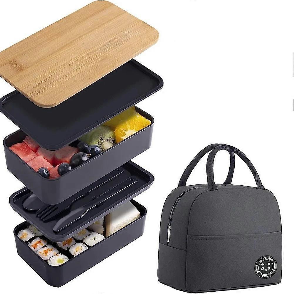 Stackable Lunch Box with Thermal Insulation Bag Microwave Lunch Box Suitable for Office Workers and Students.