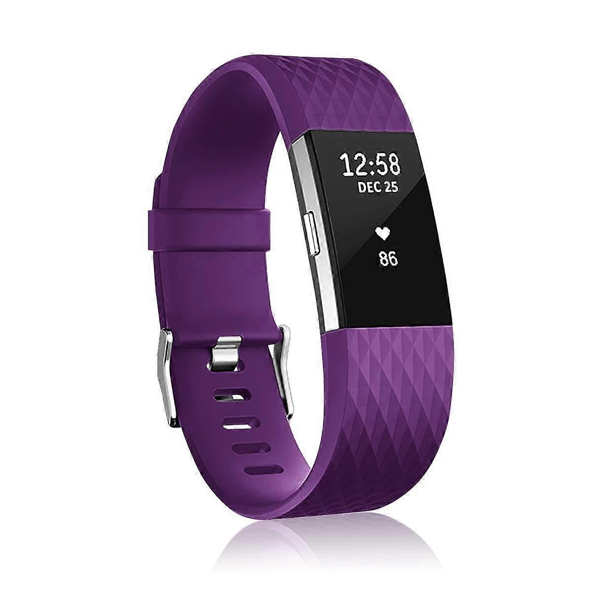 Small Purple Adjustable Sport Wristband Replacement Strap Secure Fit for Fitbit Charge 2