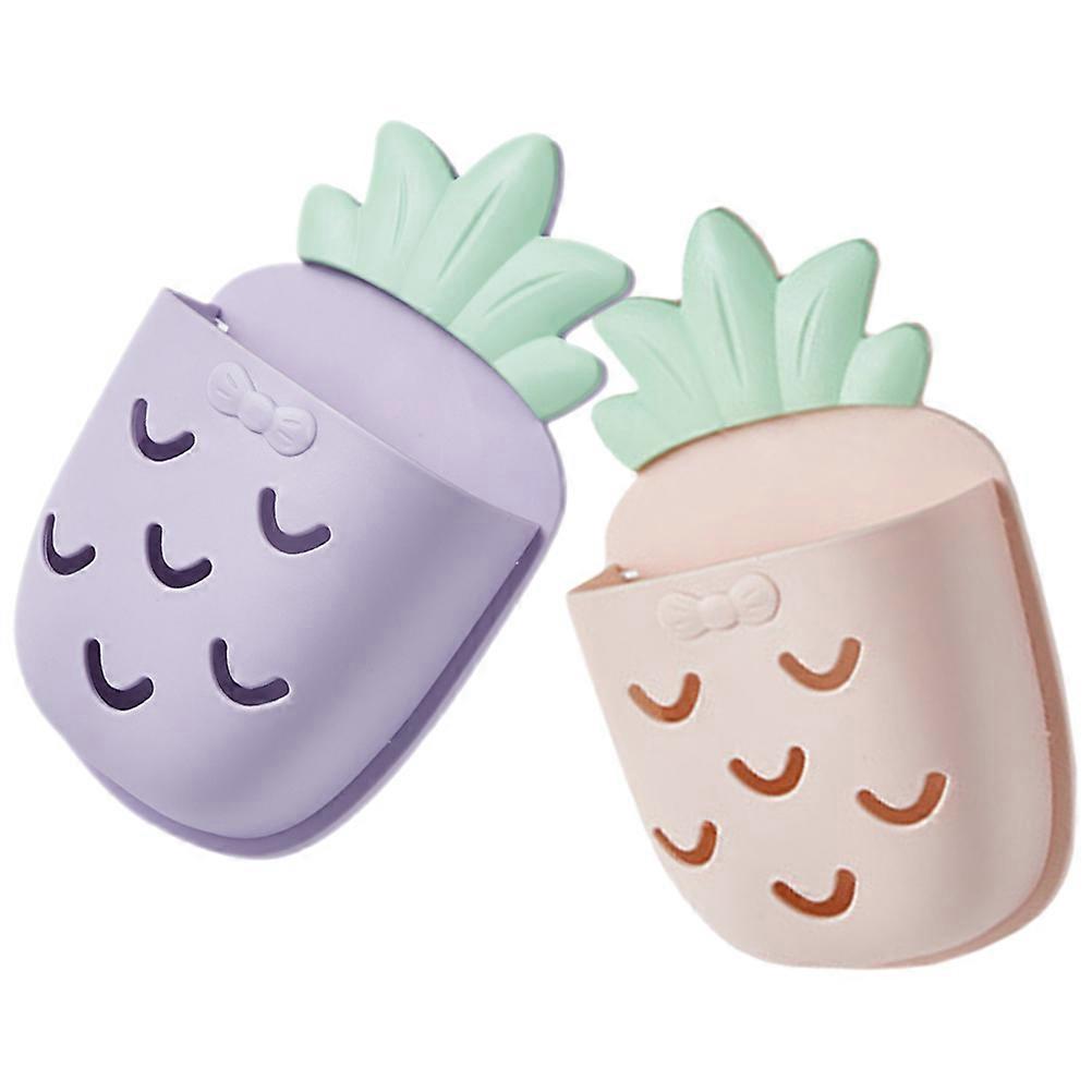 Bathroom Wall Mounted Storage Holder Pineapple Style 2Pcs Plastic
