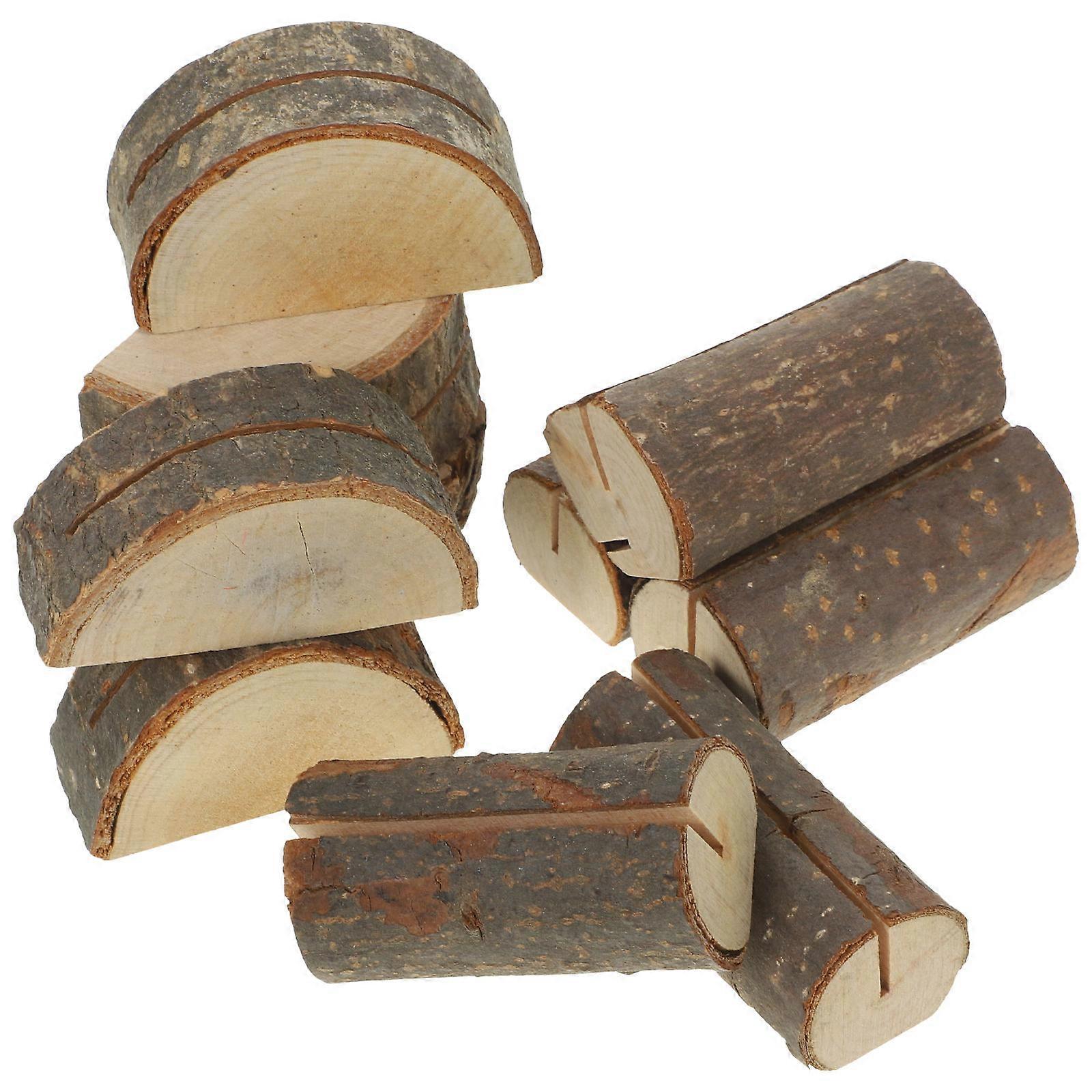 Brown Wooden Note Clip Holder for Storage Use 10Pcs Memo Note Clips