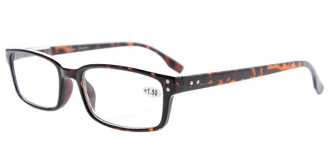 Tortoise Rectangular Reading Glasses +0.5 with Spring Hinges and Wide View for Comfortable Reading