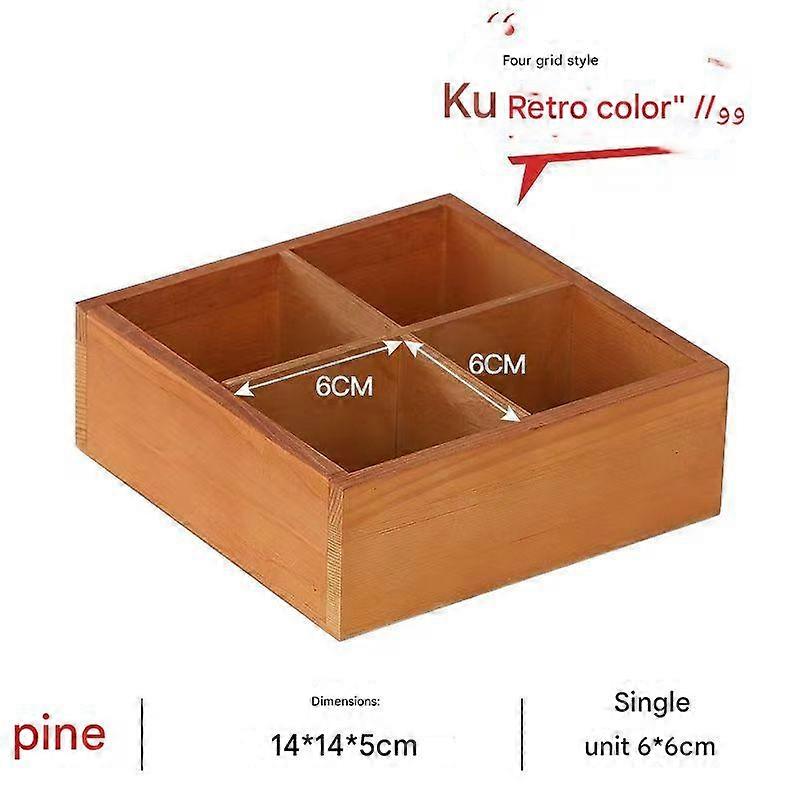 Wooden Solid Grid Compartment Tray Desk Storage Office