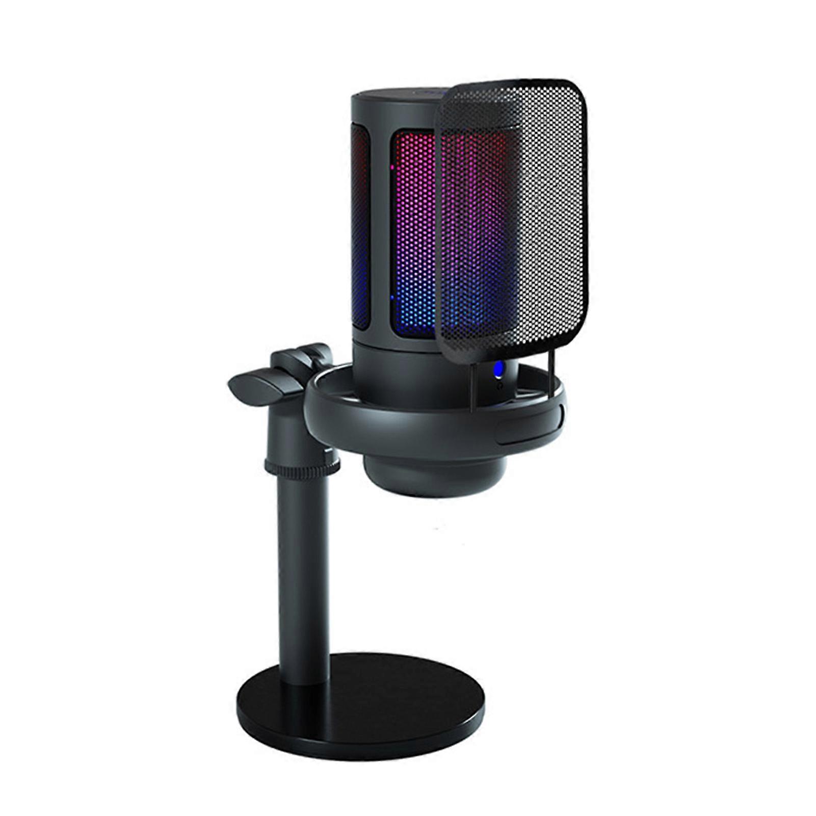 USB Gaming Microphone RGB Computer Microphone with Filter Studio Recording Streaming Content