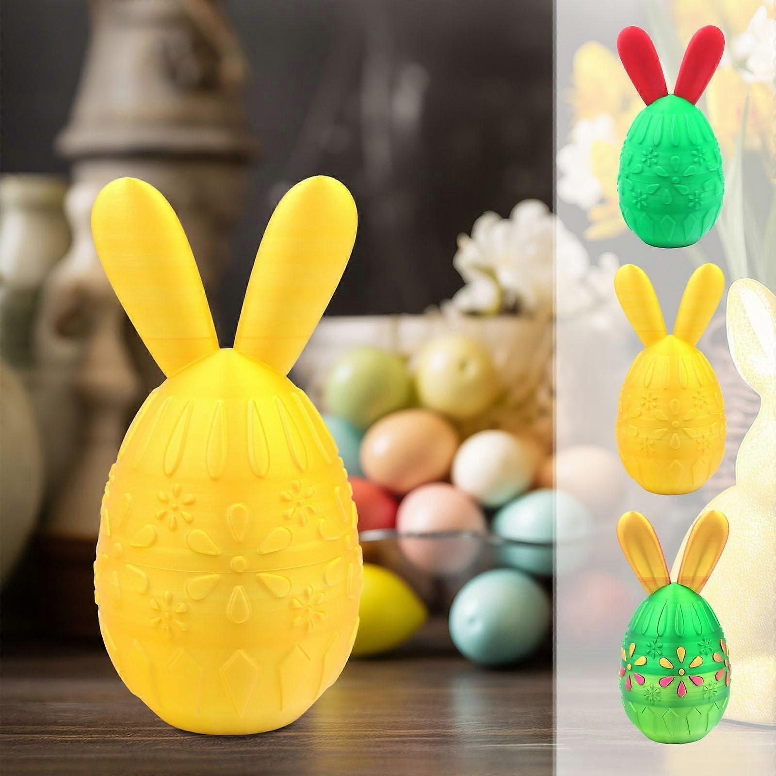 3D Printed Easter Bunny Egg Storage Box, Flower-Patterned Plastic Candy Container for Easter, Party Favors & Spring Decor