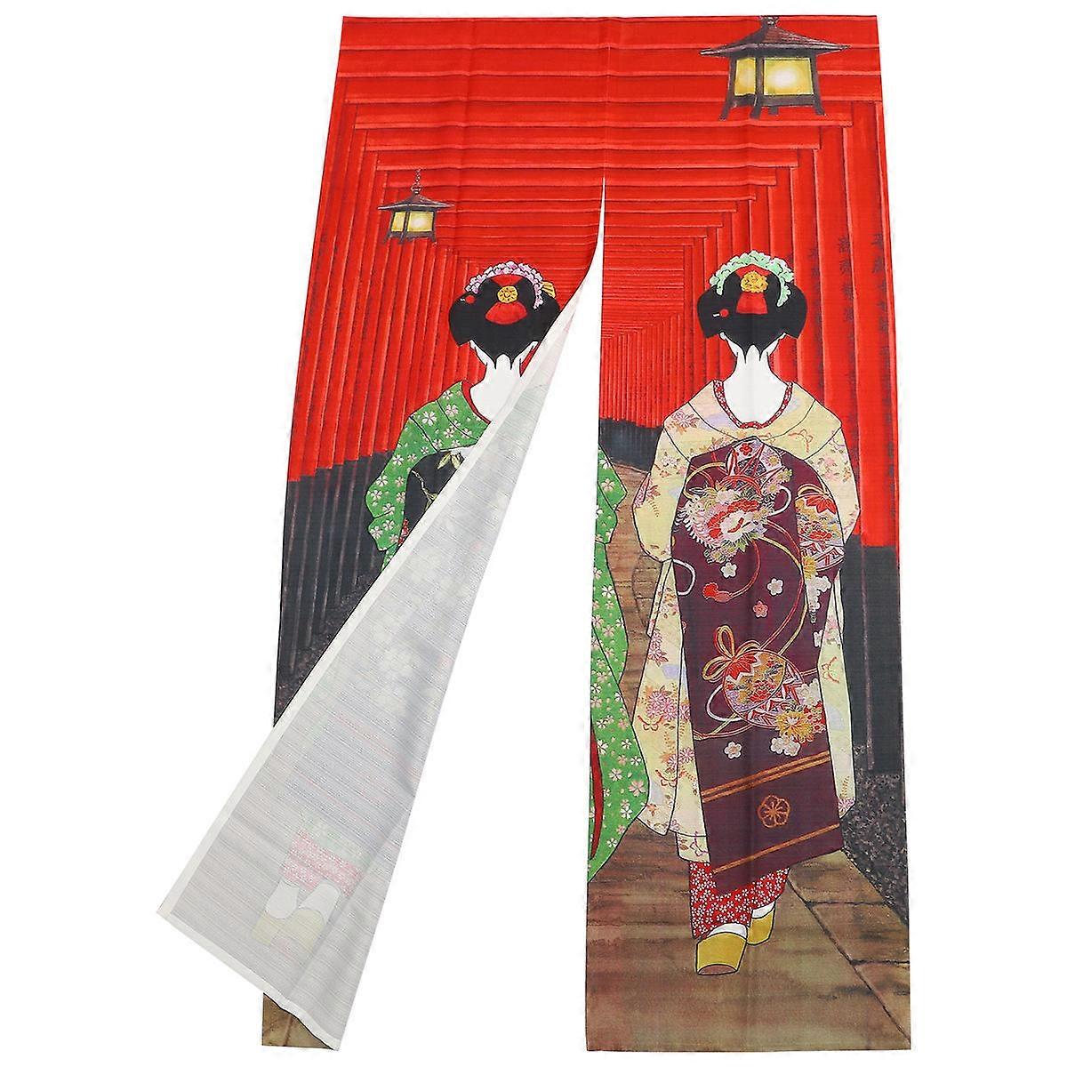 Partition Curtain Polyester Door Curtain for Bay Window 2Pcs