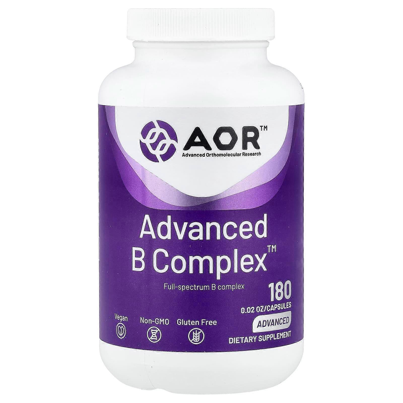 Advanced Orthomolecular Research AOR, Advanced B Complex™, 180 Capsules