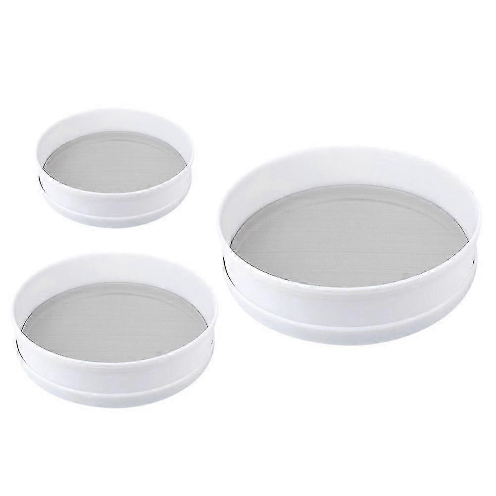 Baking Sieve Round Flour Strainer for Kitchen Use 3Pcs White