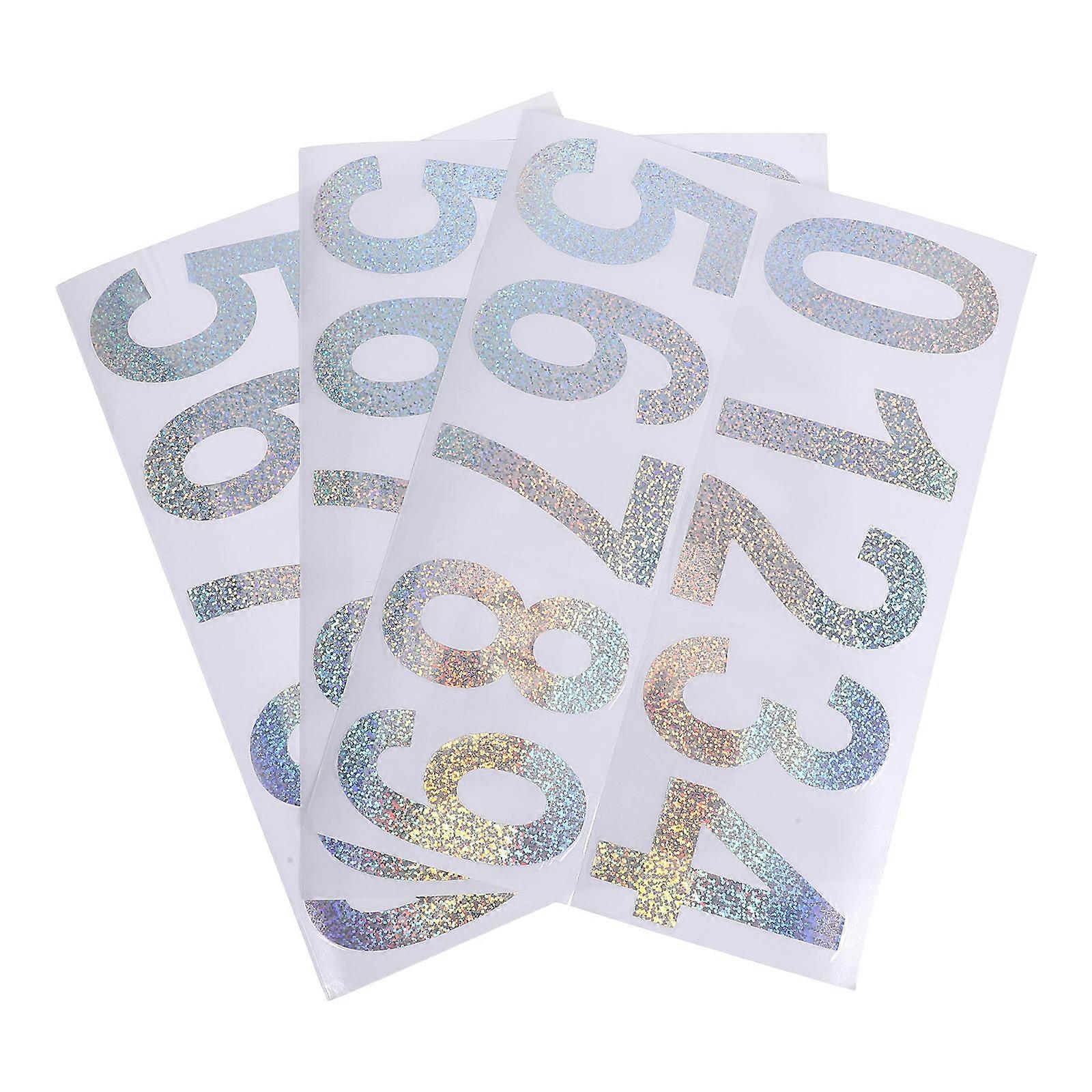 Reflective Mailbox Number Decals Waterproof PVC Sticker Low Light Conditions Rectangular Shape 3 Sheets