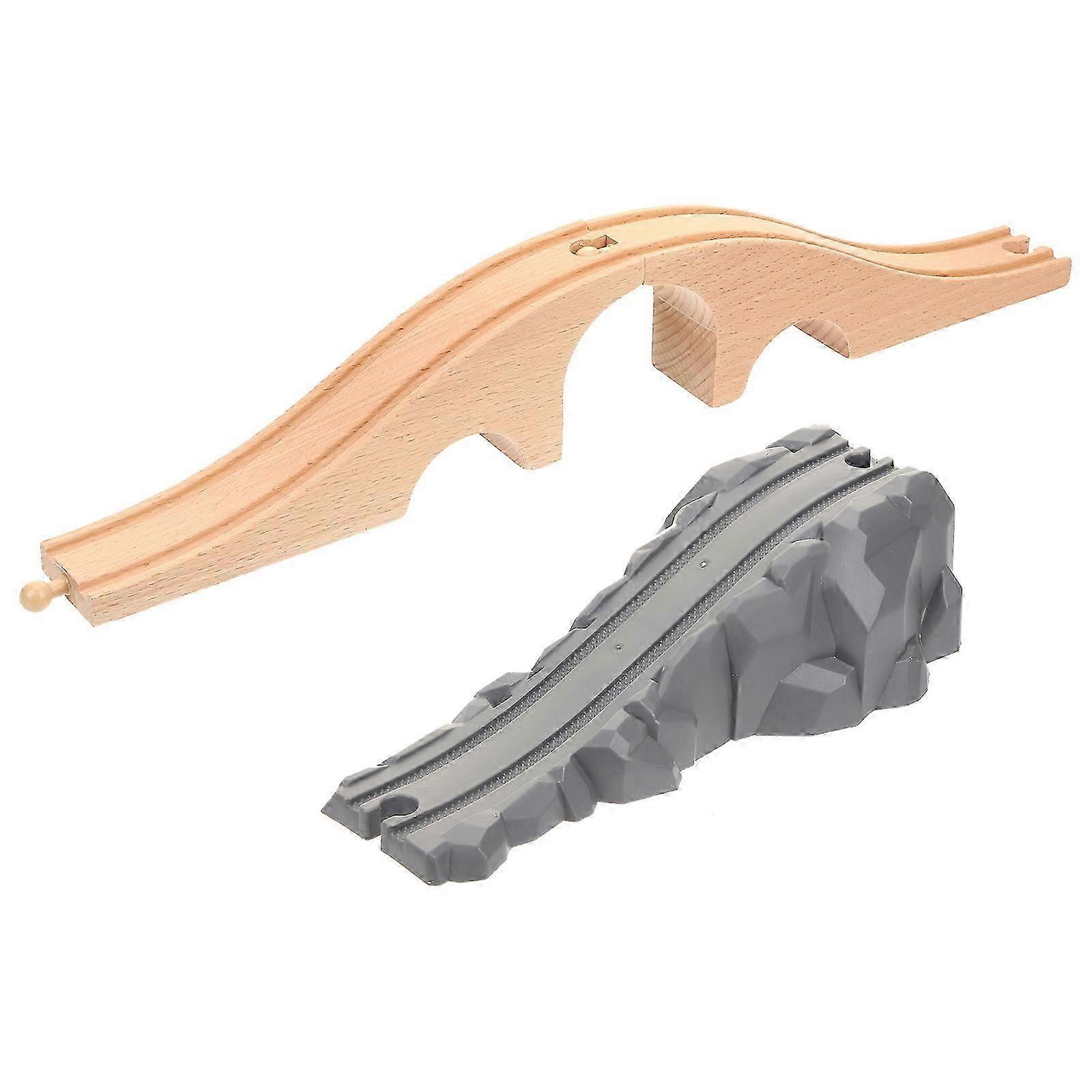 Fire Train Bridge Toy Plastic Train Track Model for Playing 2Pcs Set