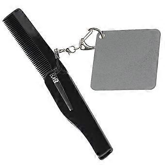 Folding Comb Beard Comb with Keychain Mirror 4Pcs Portable for Men