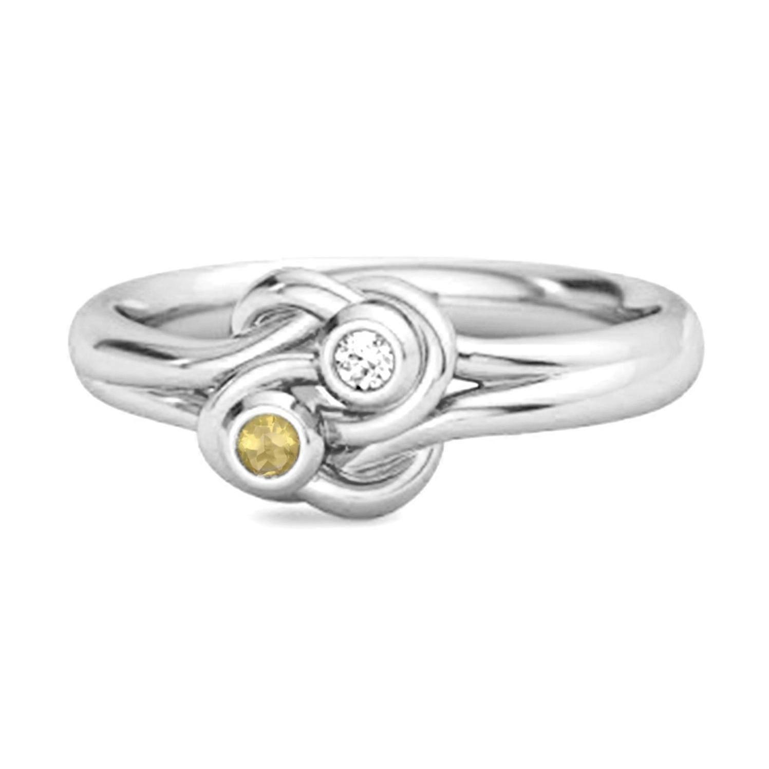 Lemon Quartz Dual Stone Stackable Ring - 925 Sterling Silver