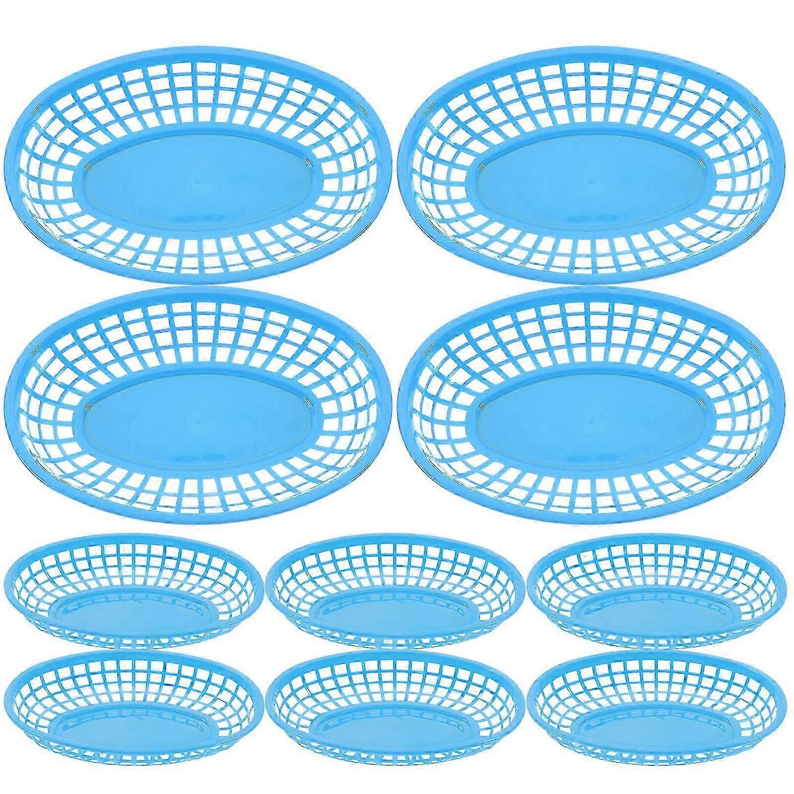 12Pcs Blue Plastic Food Serving Baskets for Storage