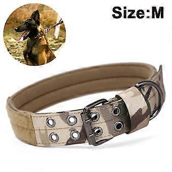 Reflective Dog Collar Tactical Dog Collar Nylon Anti-wear Five-speed Adjustable for Medium Large Dogs-Camouflage M