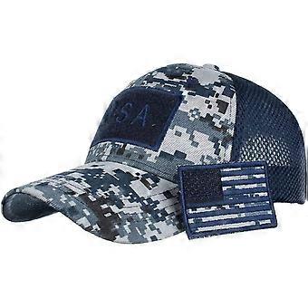 De camouflage baseballpet met vlagpatch van de Special Tactical Operator Forces van de VS, digitaal marineblauw, one size.