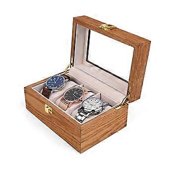 European Vintage Watch Box Organiser Inner Velvet Wood Watch Case Gold Tone Locking Mechanism Custom Logo Secure Display Storage