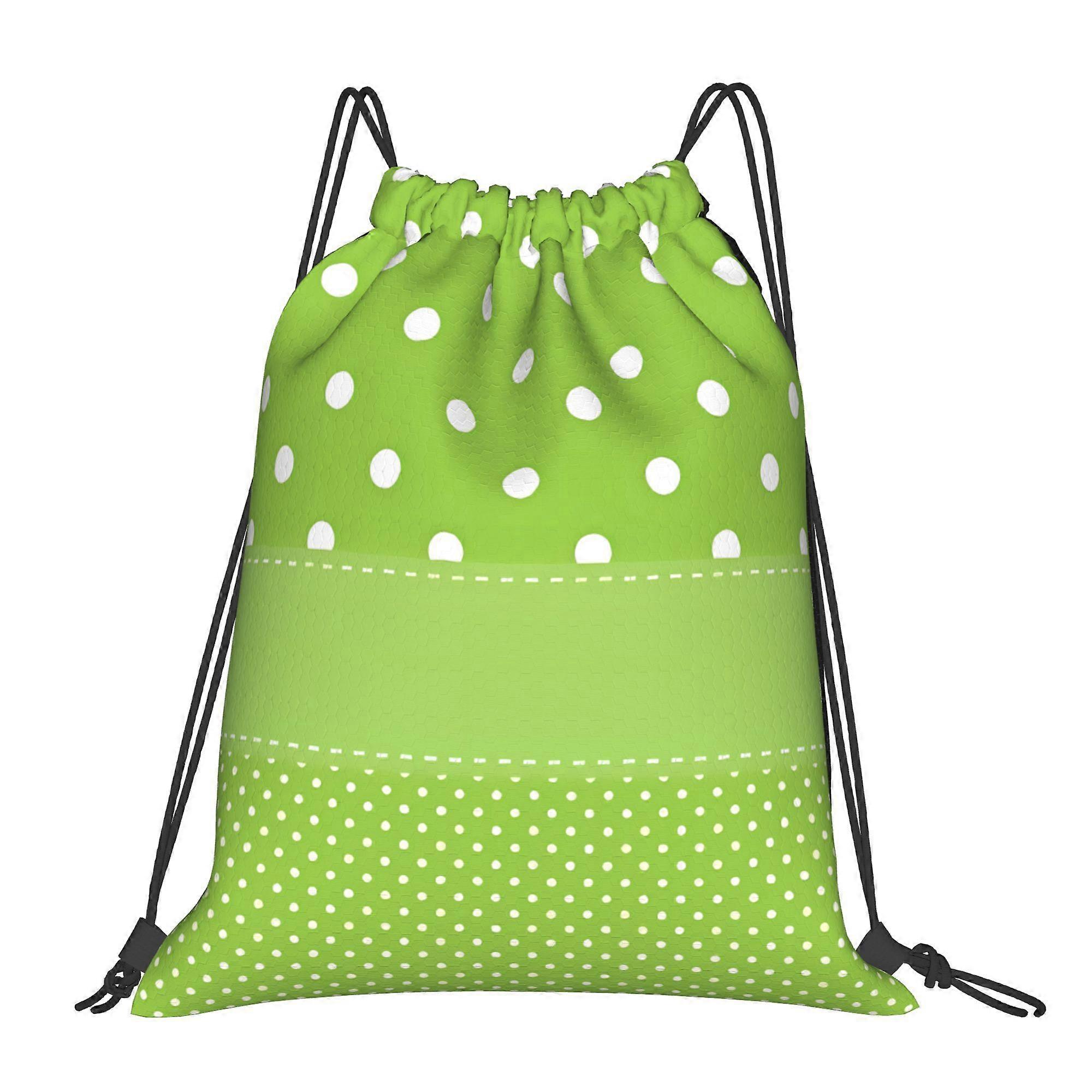 2D Flat Drawstring Bag, Polka Dot Drawstring Pouch, 2D Flat-Cqazw