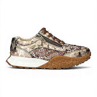 Laura Vita Evitao-03 Women's Gothic Victorian Floral Golden Leather Trainers Sneakers Shoes