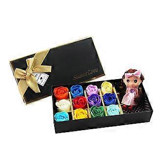 12 Scented Rose Flower Bath Soap Gift Box for Birthday / Wedding / Valentine's Day (Multicolor)