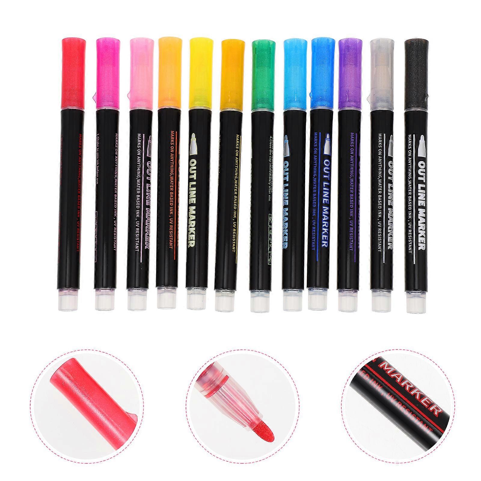 Assorted Color Multi-Function Marker Pen for Daily Use 12Pcs