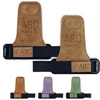 Cowhide Leather Lifting Palm Grips with Adjustable Wrist Straps for Weight Training, Pair