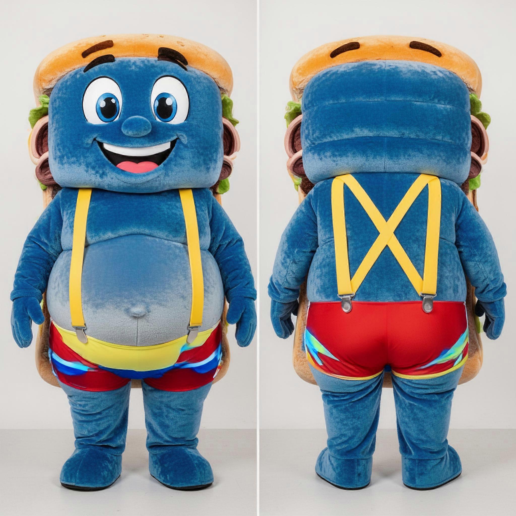MASTICOT Blue Velvety Pulled Pork Sandwich Mascot