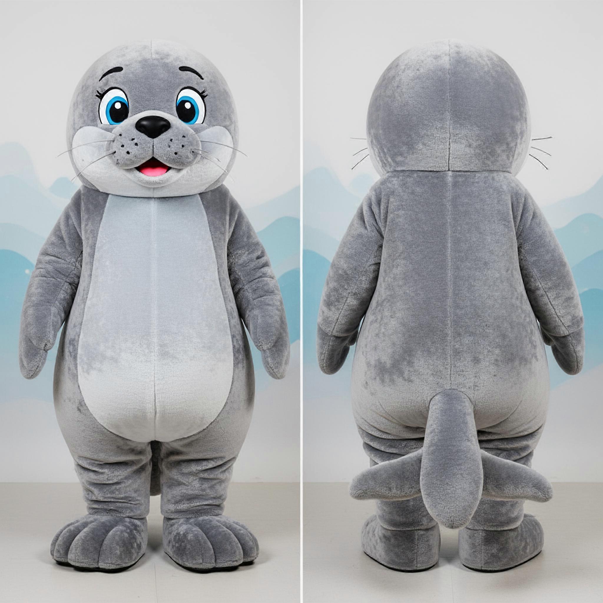 MASTICOT Gray Playful Seal Mascot