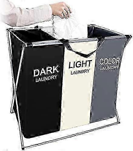 Collapsible Laundry Basket with 3 Compartment.