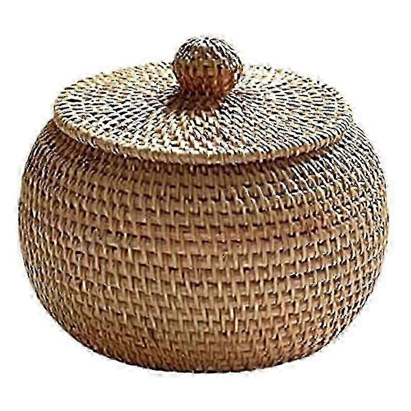Round Natural Rattan Storage Box