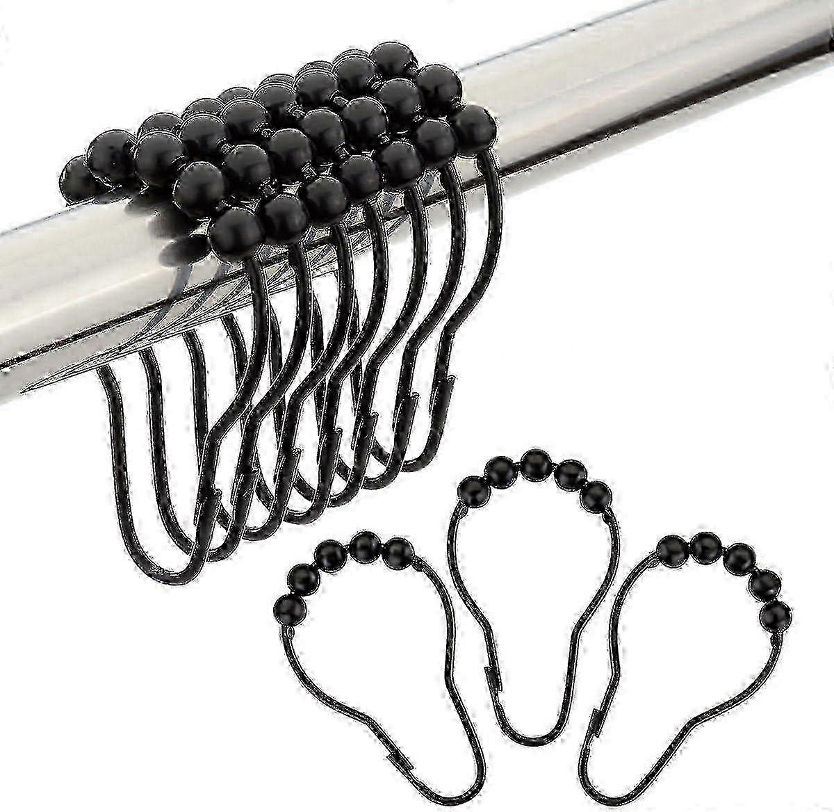 Premium Black Stainless Shower Hooks Set 12