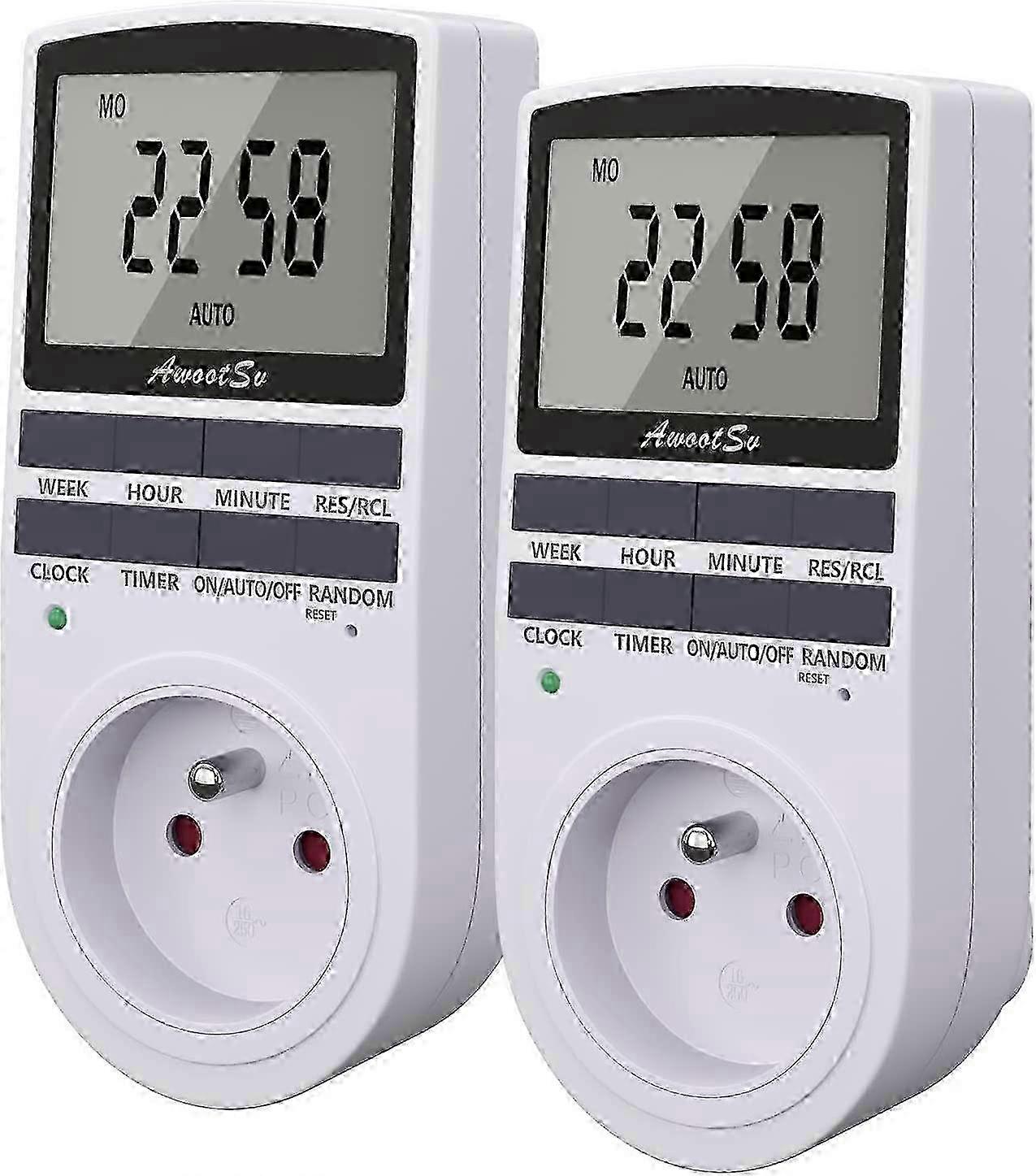 Proable Digital Timer Daily/Weekly Digital Power Outlet Proator With Lcd Display And Random Mode (2 Pack)
