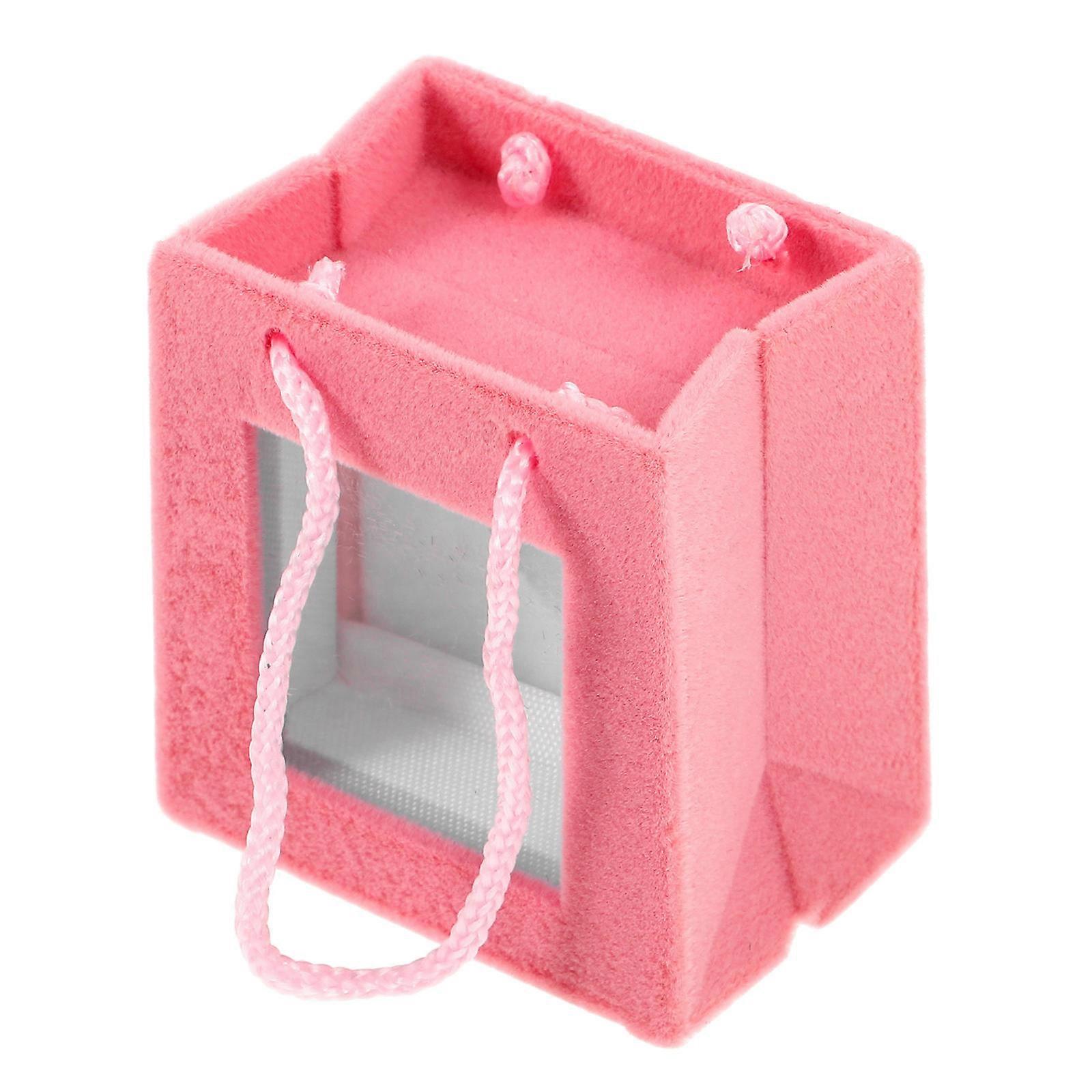 Flocking Ring Case Ring Jewelry Box for Storage Use Pink Elegant Organizer