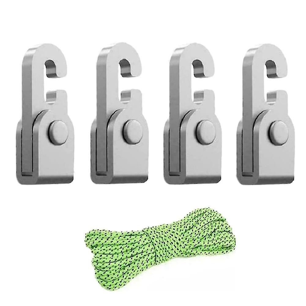 4pcs/pack Automatic Lock Hook With 5m Rope Camping Tent Hook