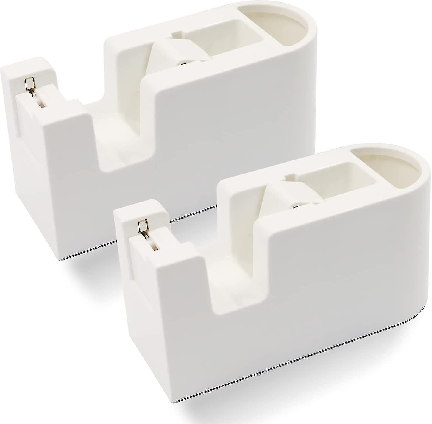 2-paknings tapedispenser med oppbevaring, automatisk kutterhode, scotch tapeholder, sklisikker base