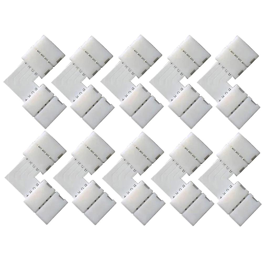for 10mm LED- Strip Right Angle Corner Connector L Shape 4Pin 10Pack Upgrade